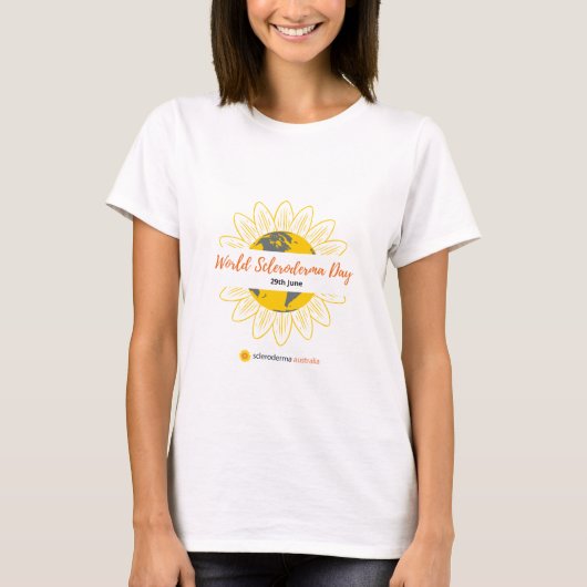 Dames Wit T-shirt - Wereld Scleroderma Dag (Voorkant)