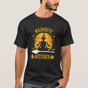 Dames Yoga Namaste Heksen Mediteren Halloween Cos T-shirt