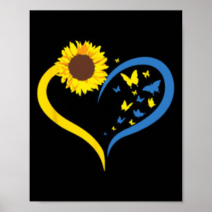 Dames zonnebloem liefde hart ik sta met Oekraïne B Poster