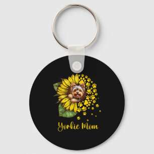 Dames zonnebloem Yorkie moeder hondenliefhebber Sleutelhanger