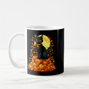 Dames Zwarte Kat Pompoen Halloween Herfst Koffiemok