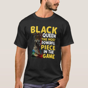 Dames Zwarte Koningin Meest Krachtige Schaken Afri T-shirt