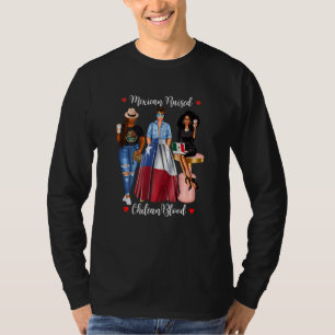 Dames Zwarte Mexicaanse Opgevoede Chileense Bloed  T-shirt