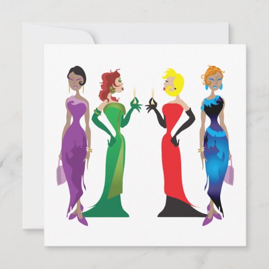 Damesavond Aangepaste Uitnodiging (Voorkant)