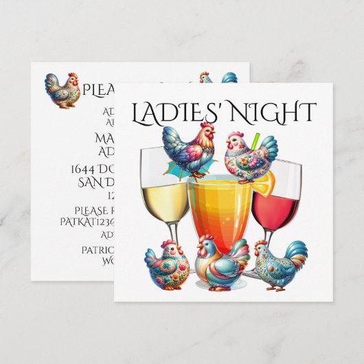 DAMESAVOND, enz. Uitnodiging (Voorkant / Achterkant)