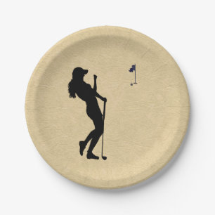 Damesgolf leerlook papieren bordje