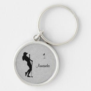Damesgolf leerlook sleutelhanger