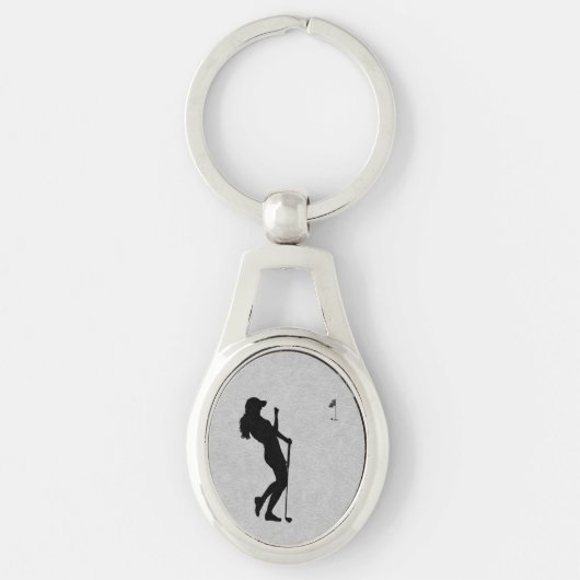 Damesgolf leerlook sleutelhanger (Voorkant)