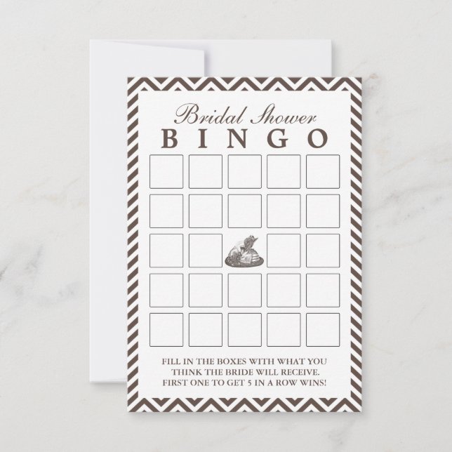 Dameshoed met chevron bruidsdouche bingo kaarten i (Voorkant)