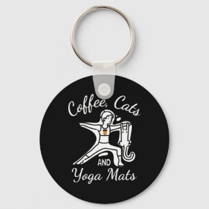 Dameskoffiekatten en yogamatten - Grappige Nameows Sleutelhanger