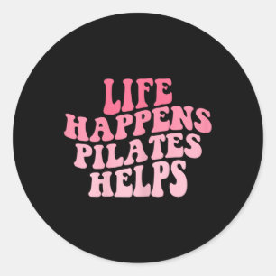 Damesleven Gebeurt Pilates Helpt Grappige Workout Ronde Sticker