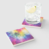 Damesmonogram Abstracte droogkast Stenen Onderzetter (Zijkant)