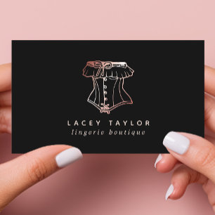 Damesondergoed winkel met vintage korset logo visitekaartje