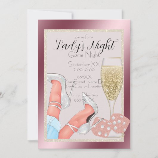 Damesroze bruinglittermuis kaart (Voorkant)