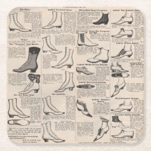 damesschoenencatalogus - Mode uit de jaren 1900 Vierkante Kartonnen Onderzetter