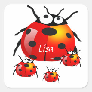 damestoornis met baby ladybugs vierkante sticker