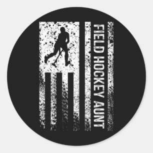 Damesveld Hockey Tante Bedrukte Vintage Amerika Ronde Sticker
