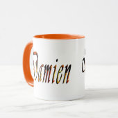 Damien Nom Logo, Orange Combo Café Mug (Devant gauche)