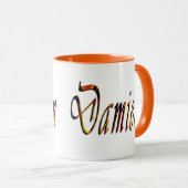 Damien Nom Logo, Orange Combo Café Mug (Devant droit)