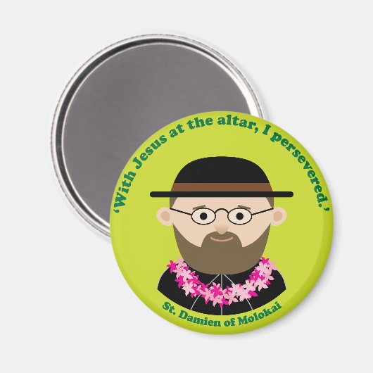 Damien van Molokai Magneet (Voorkant / Achterkant)