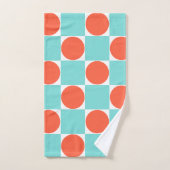 Damier Corail et Aqua Cercle (Serviette à main)