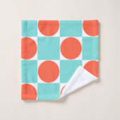 Damier Corail et Aqua Cercle (Gant de toilette)