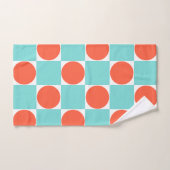Damier Corail et Aqua Cercle (Serviette à main)
