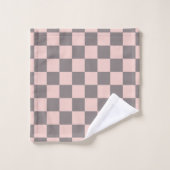 Damier gris et rose (Gant de toilette)