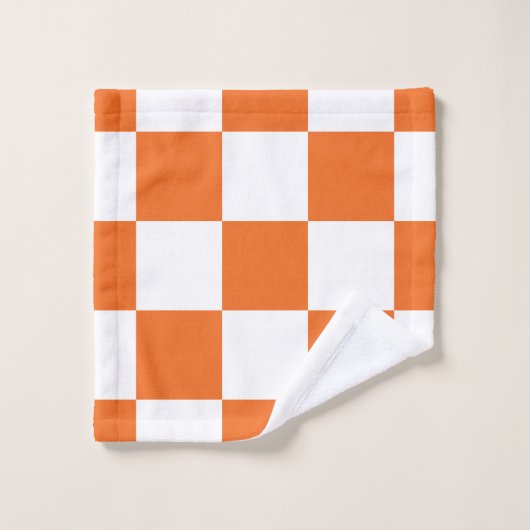 Damier orange (Gant de toilette)