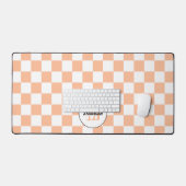 Damier pêche blanc géométrique rétro Monogramme (Clavier et souris)