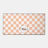 Damier pêche blanc géométrique rétro Monogramme (Recto)