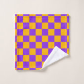 Damier Violet Électrique et Ambre Doré (Gant de toilette)