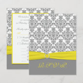 Damkas gris avec carte de réponse RSVP jaune (Devant / Derrière)