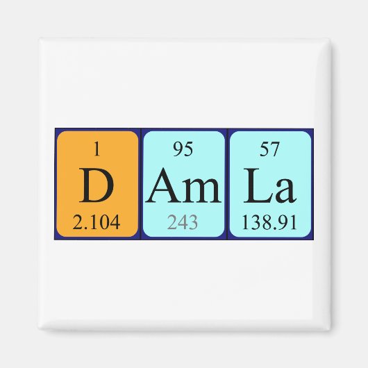 Damla periodiek table name magnet magneet (Voorkant)