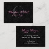 dammmonogram; zwart/ grijs visitekaartje (Voorkant / Achterkant)