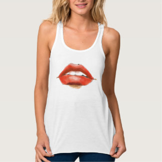 damp rode lippen tanktop