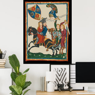 Damsel in nood, 14e-eeuwse middeleeuwse kunst poster