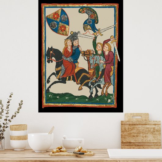 Damsel in nood, 14e-eeuwse middeleeuwse kunst poster (Keuken)