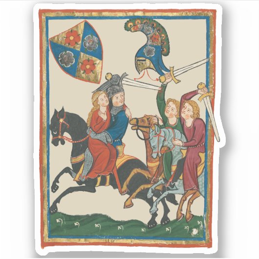 Damsel in nood, 14e-eeuwse middeleeuwse kunst sticker (Voorkant)