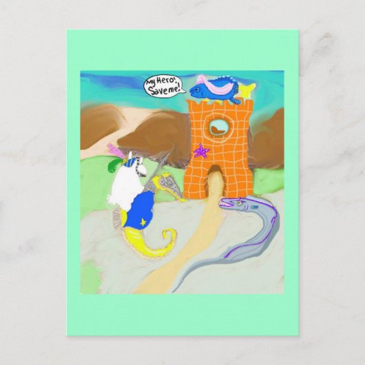 Damsel in nood briefkaart (Voorkant)