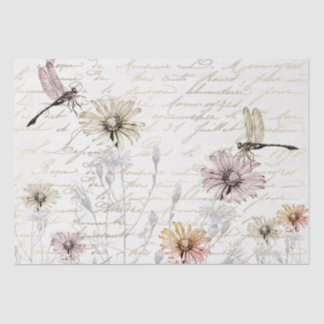 Damselfly Dancers French Script Meadow Decoupage Tissuepapier