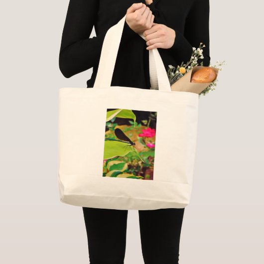 Damselfly en Roos Grote Tote Bag (Voorkant (product))