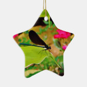 Damselfly en Roos Keramisch Ornament (Rechts)