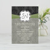  Damsk Olive Green Black Wedding Kaart (Staand voorkant)