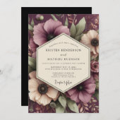 Damson Romantic Bloom Wedding Kaart (Voorkant / Achterkant)