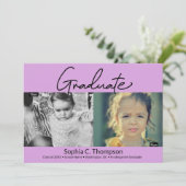 Dan Afstuderen Paarse Kindergarten Foto Aankondiging (Staand voorkant)