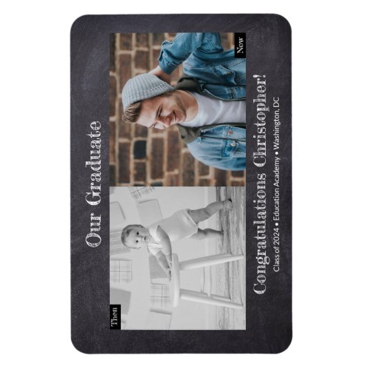 Dan en nu Afstuderen het Afstuderen van de Foto Magneet (Verticaal)