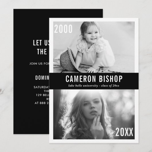 Dan en nu de Uitnodiging van de Partij van de Foto (Voorkant / Achterkant)