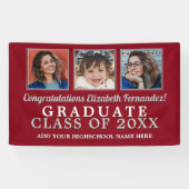 Dan en nu het Afstuderen van Schoolkleuren Spandoek (Horizontaal)