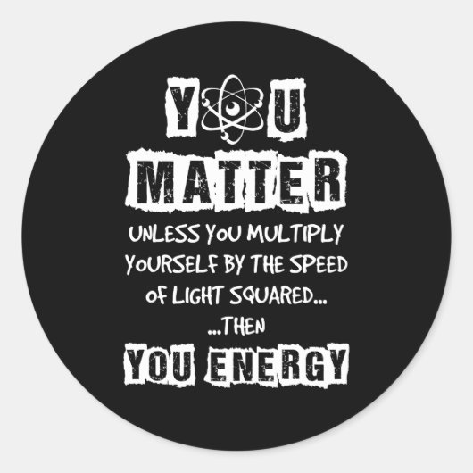 Dan energie je grappige natuurkunde ronde sticker (Voorkant)